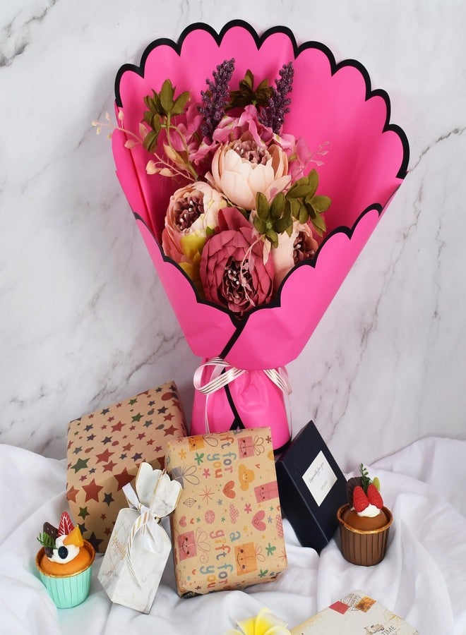 بيشيدا ورق تغليف زهور بيشيدا وردي فاقع مقاوم للماء، ورق تغليف زهور على شكل بتلات، ورق تغليف غير لامع لباقات الزهور، لوازم محلات الزهور، حفلات الزفاف، أعياد الميلاد، حفلات التخرج - 10 قطع - Image 3